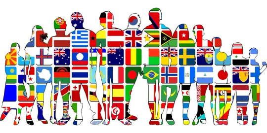 Flaggen in Menschen (Foto: Bild von OpenClipart-Vectors auf Pixabay)